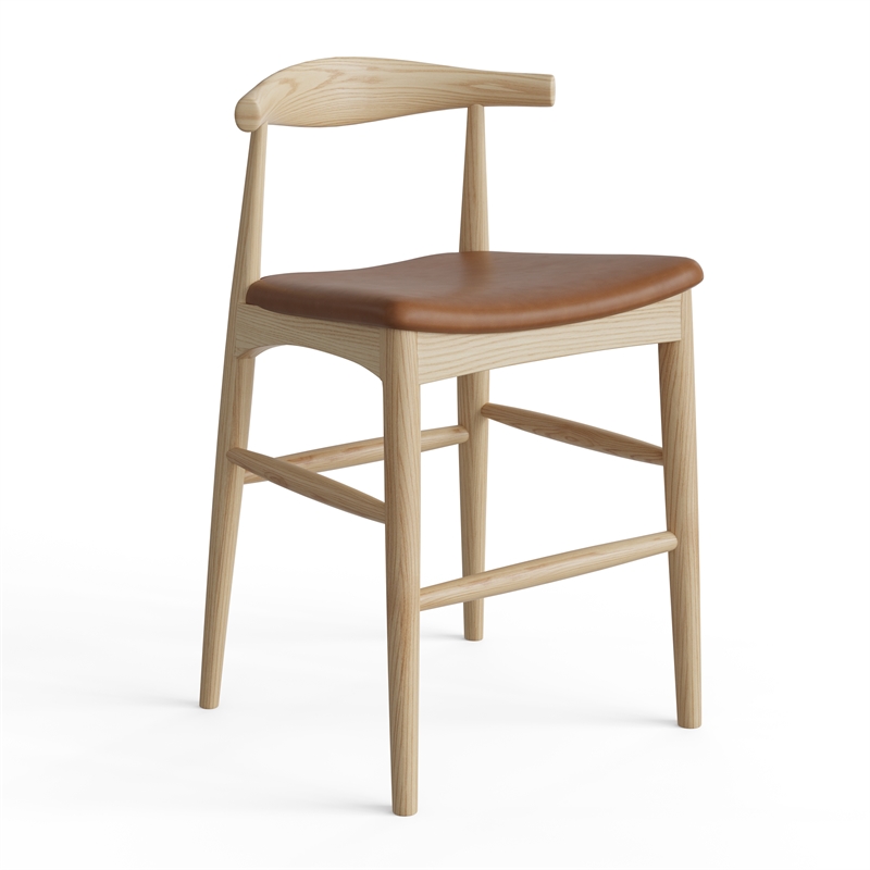 Aeon Furniture Troy Vegan Leather Counter Height Stool in Natural
