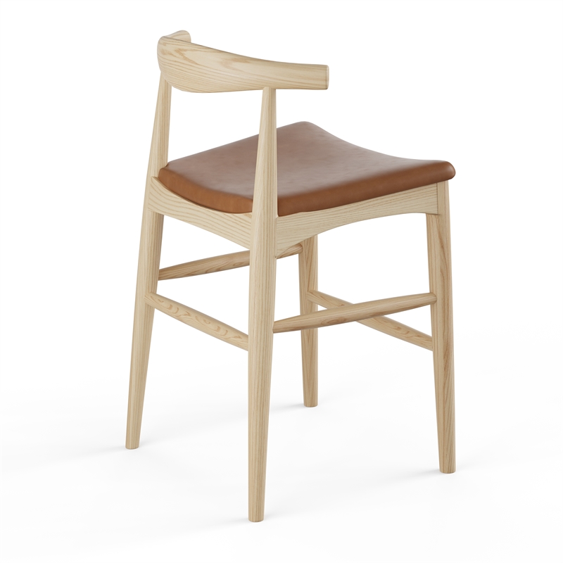 Aeon Furniture Troy Vegan Leather Counter Height Stool in Natural