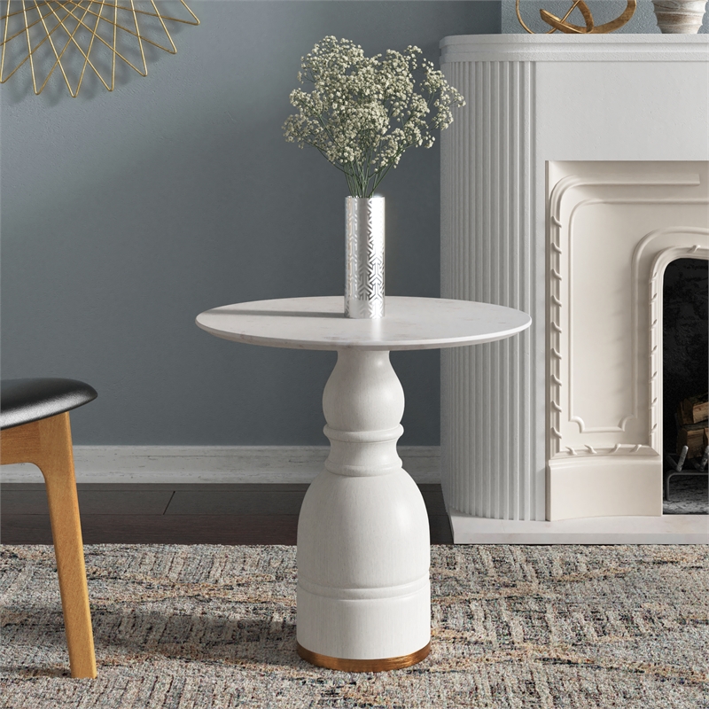 AEON Furniture Ridolfi Genuine Marble End Table in Brown