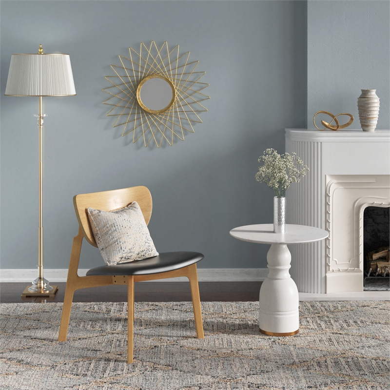 AEON Furniture Ridolfi Genuine Marble End Table in Brown