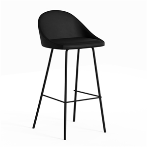 Marco Vegan Leather Bar Height Stools in Black (Set of 2)