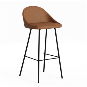 Marco Vegan Leather Bar Height Stools in Brown (Set of 2)