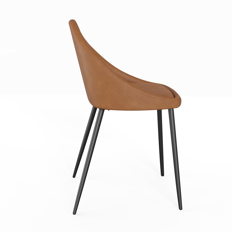 Marco Vegan Leather Chairs in Brown (Set of 2)