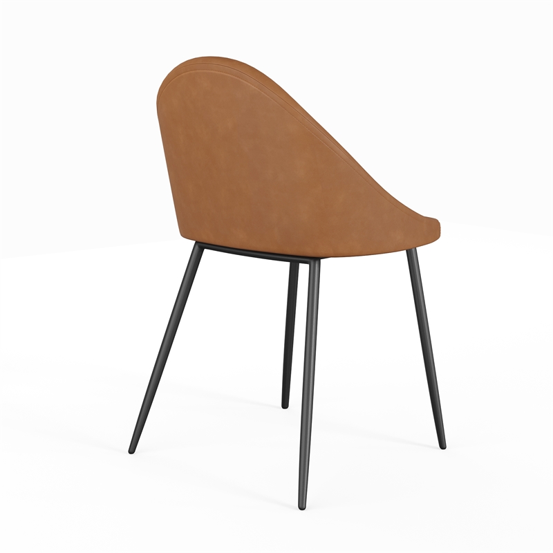 Marco Vegan Leather Chairs in Brown (Set of 2)