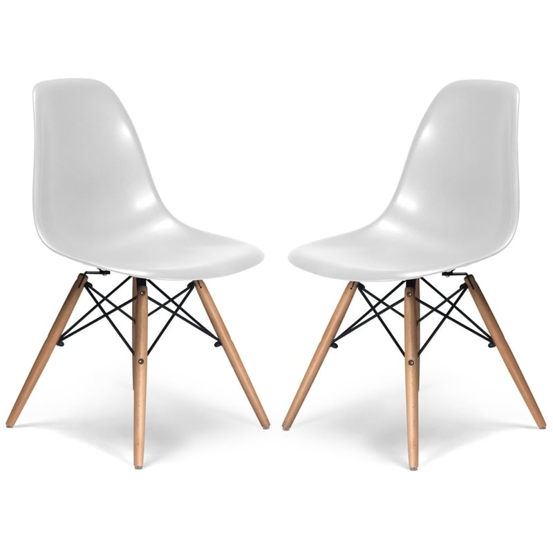 AEON Furniture Paris Dining Chair in Matte White/Natural Legs (Set of 2)