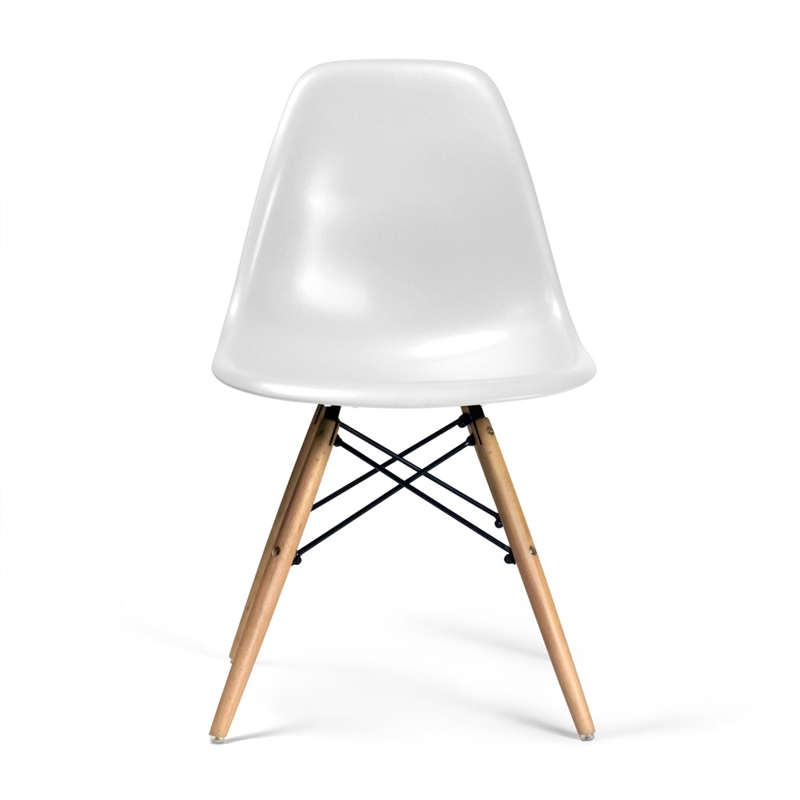 AEON Furniture Paris Dining Chair in Matte White/Natural Legs (Set of 2)