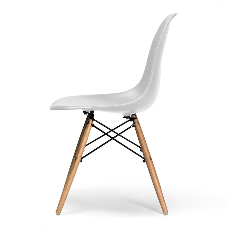 AEON Furniture Paris Dining Chair in Matte White/Natural Legs (Set of 2)