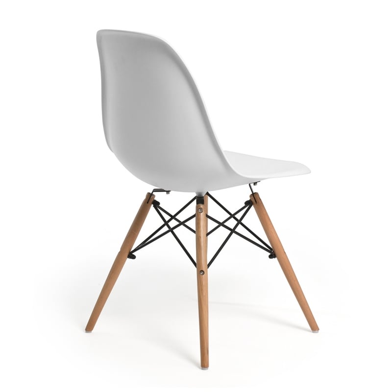 AEON Furniture Paris Dining Chair in Matte White/Natural Legs (Set of 2)