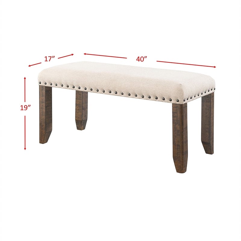 Picket House Furnishings Dex Bench in Smokey Walnut and Cream