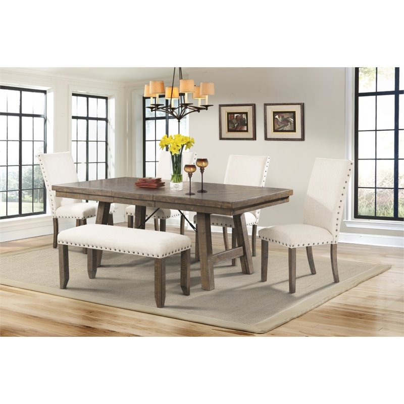 Picket House Furnishings Dex 6 Piece Dining Set in Walnut and Cream