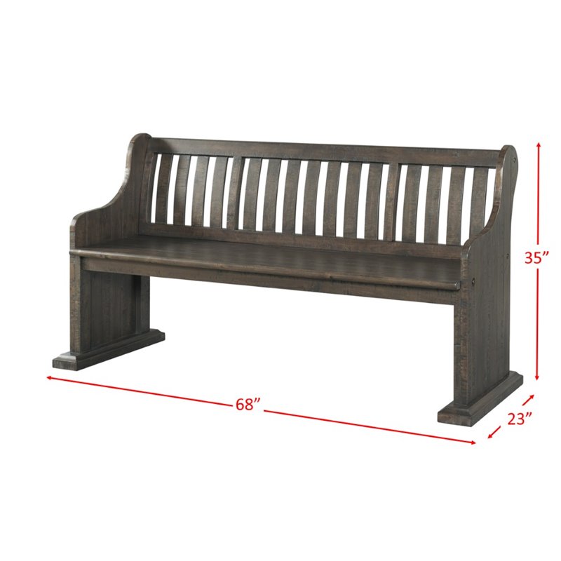 Picket House Furnishings Stanford Pew Bench in Dark Ash