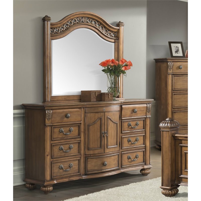 Picket House Furnishings Barrow Dresser with Mirror in Oak BQ600DRMR