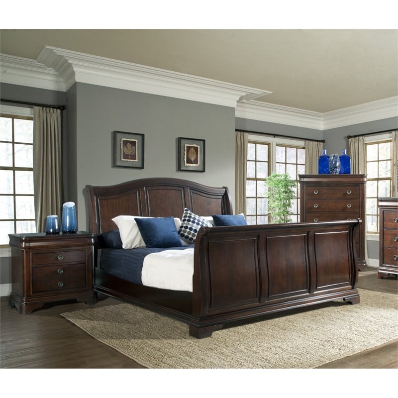Picket House Furnishings Conley 3 Piece Queen Sleigh Bedroom Set in Cherry