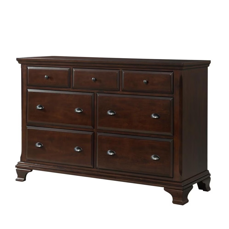 Picket House Furnishings Brinley Solid Wood Bedroom Dresser and Mirror in Cherry