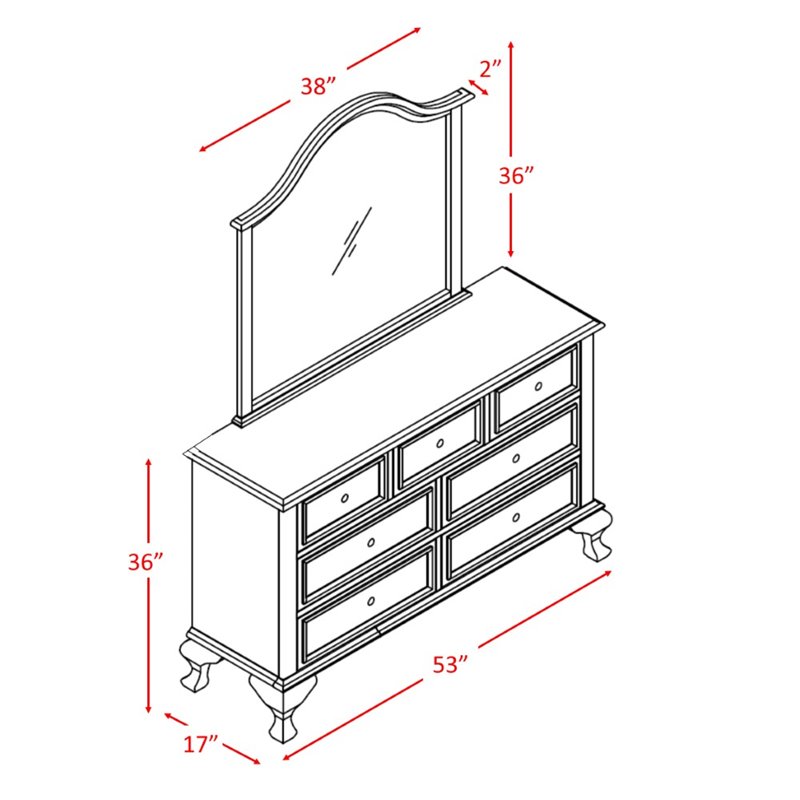 Picket House Furnishings Jenna Engineered Wood Dresser with Mirror in White