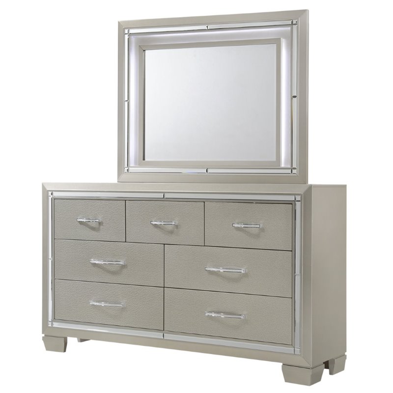 Picket House Furnishings Glamour Dresser with Mirror in Champagne
