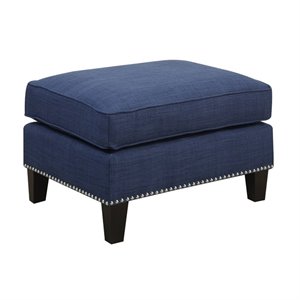 Picket House Furnishings Emery Ottoman in Blue