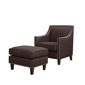 picket house furnishings emery chair with ottoman in chocolate