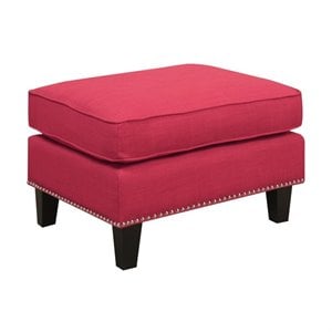 Picket House Furnishings Emery Ottoman in Berry Red