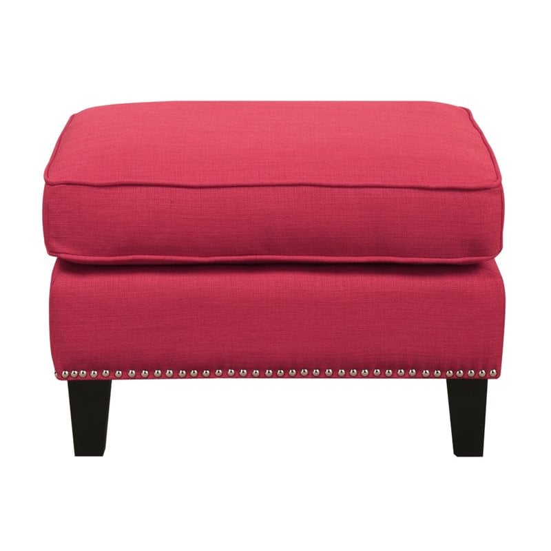 Picket House Furnishings Emery Ottoman in Berry Red