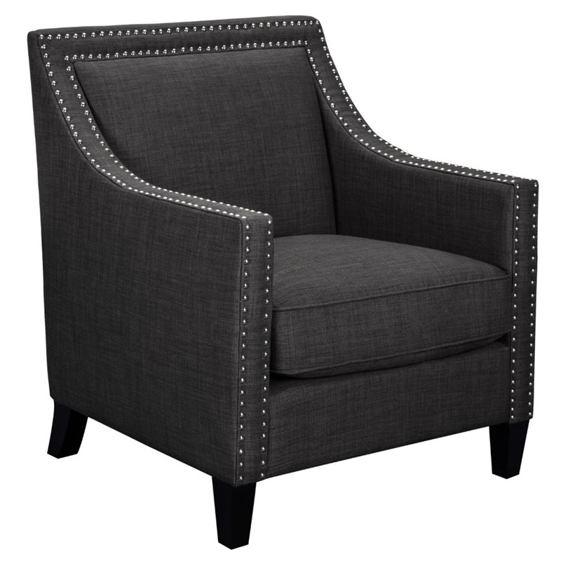 Picket House Furnishings Emery Chair WIth Ottoman in Charcoal Gray