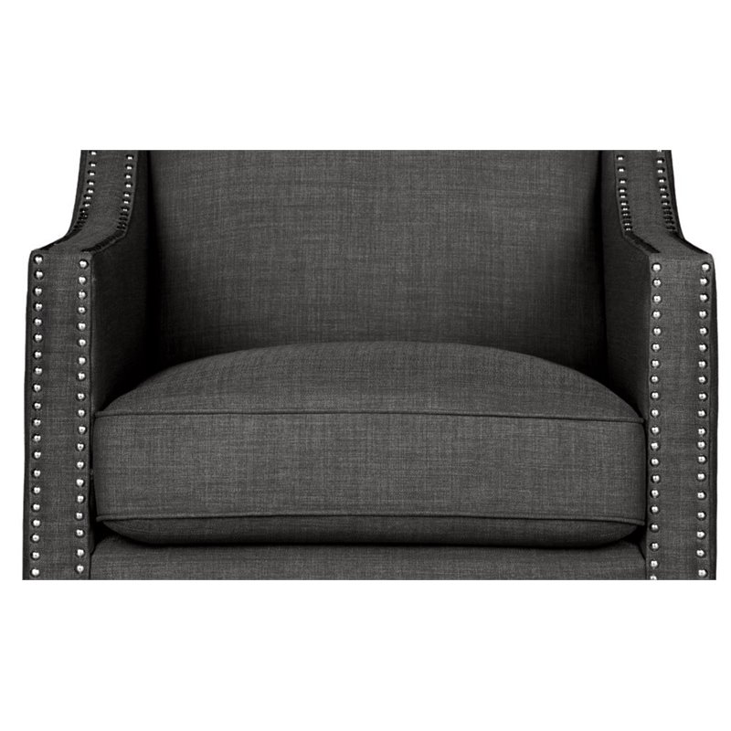 Picket House Furnishings Emery Chair WIth Ottoman in Charcoal Gray