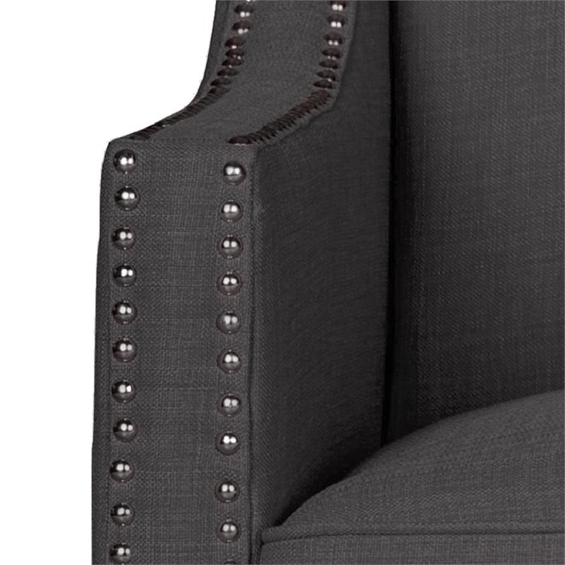 Picket House Furnishings Emery Chair WIth Ottoman in Charcoal Gray