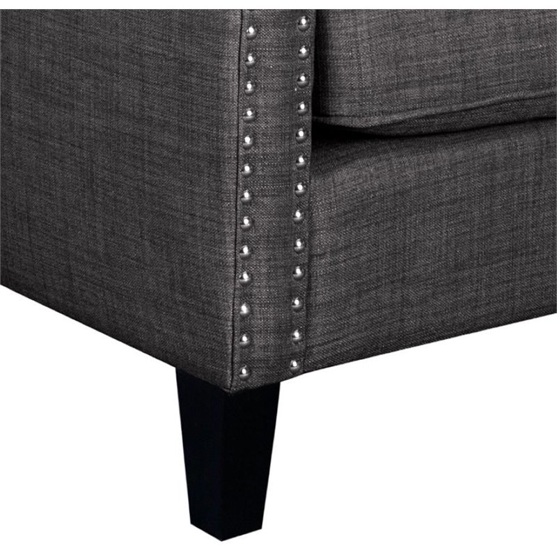 Picket House Furnishings Emery Chair WIth Ottoman in Charcoal Gray