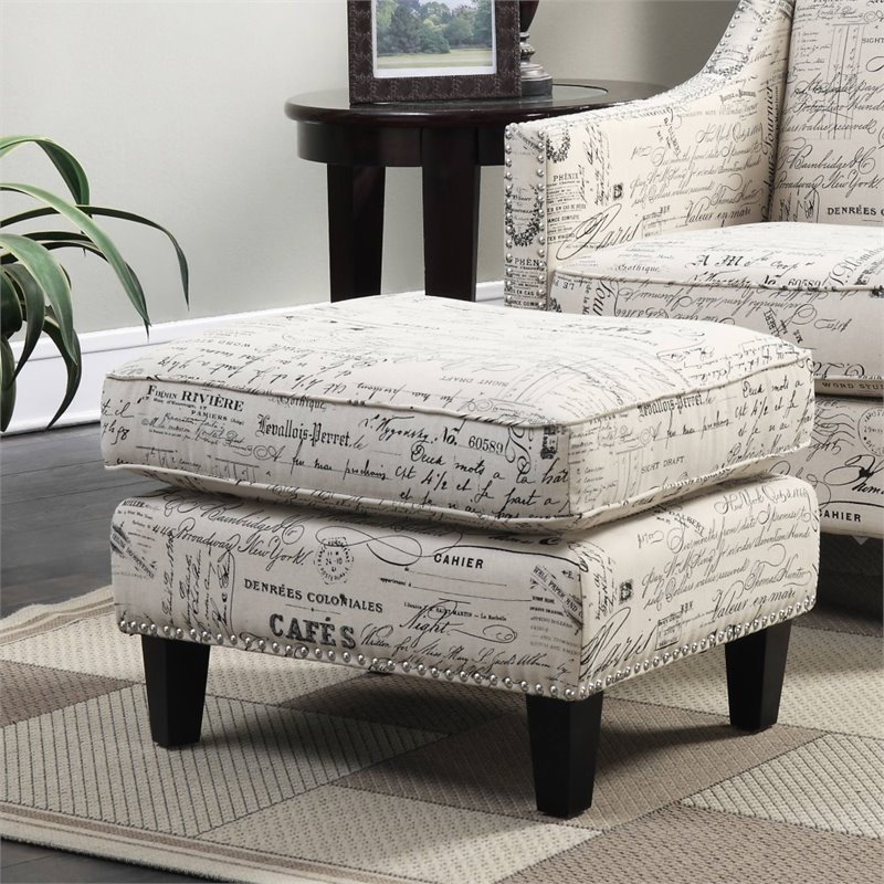 Picket House Furnishings Emery Ottoman in White