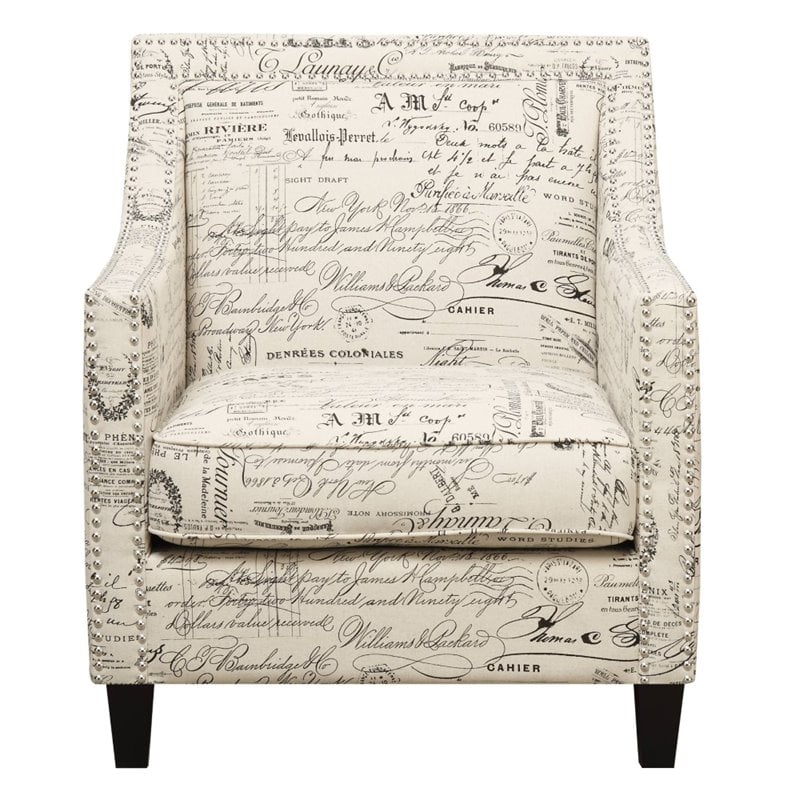 Picket House Furnishings Emery Chair WIth Ottoman in French Script