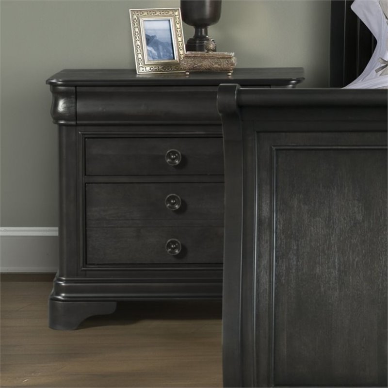 Picket House Furnishings Conley 3 Drawer Nightstand in Charcoal Gray