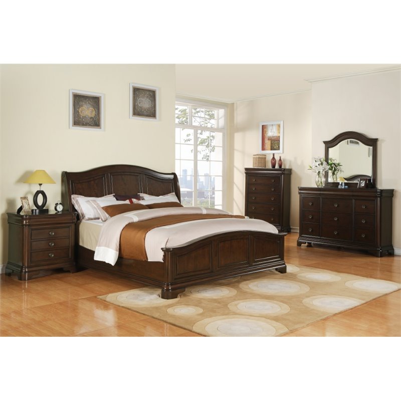 Picket House Furnishings Conley 4 Piece King Bedroom Set in Cherry