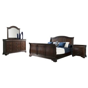 Picket House Furnishings Conley 4 Piece Queen Sleigh Bedroom Set in Cherry