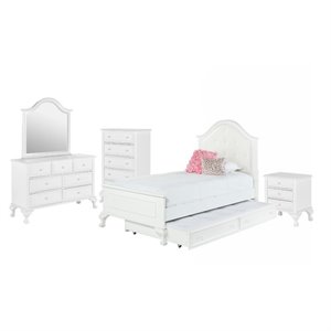 picket house furnishings jenna 5 piece bedroom set in white (trundle)