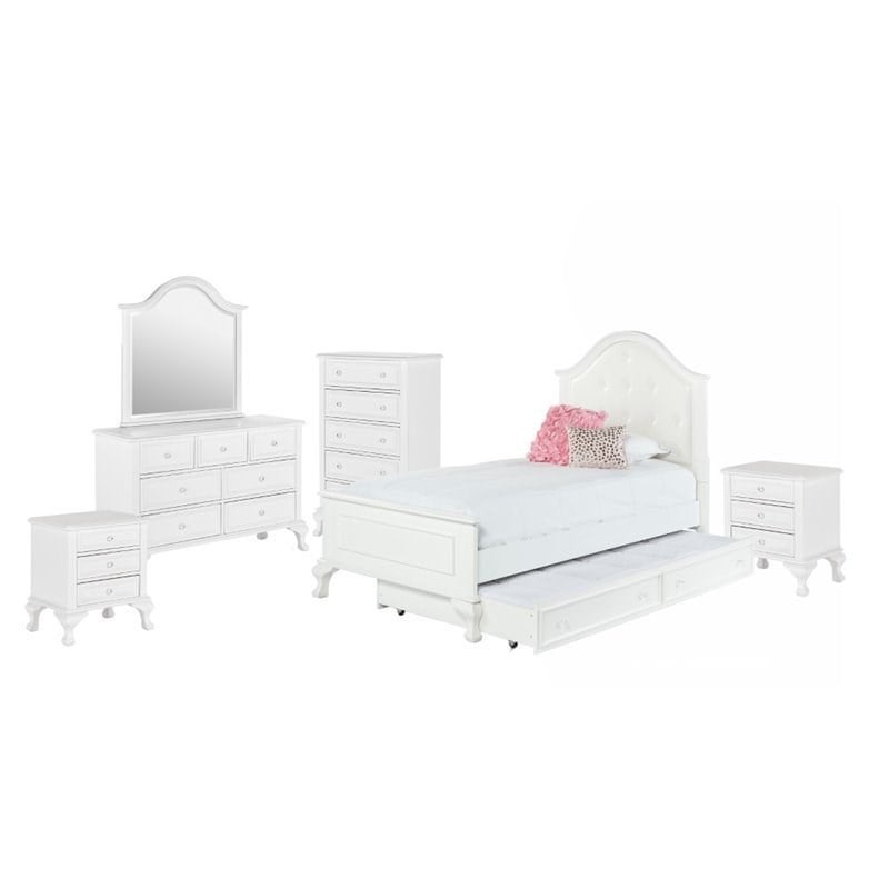 Picket House Furnishings Jenna 6 Piece Twin Bedroom Set in White