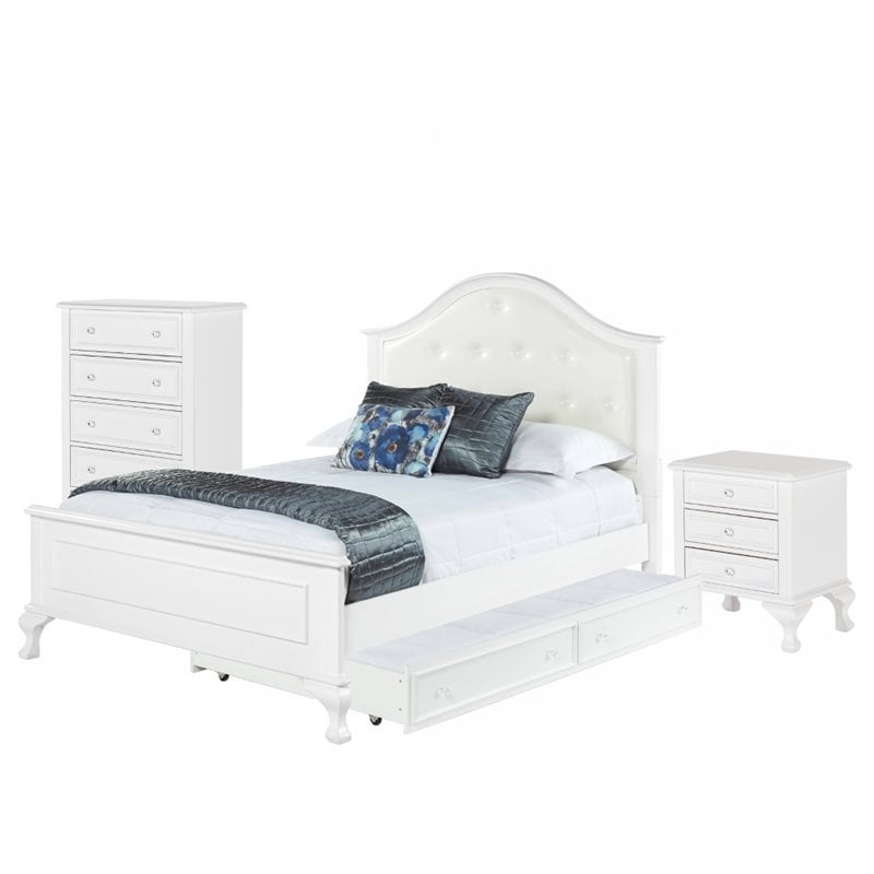 Picket House Furnishings Jenna 3 Piece Full Bedroom Set in White