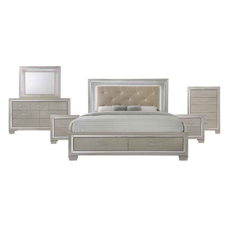 picket house furnishings glamour 6 piece queen storage bedroom set