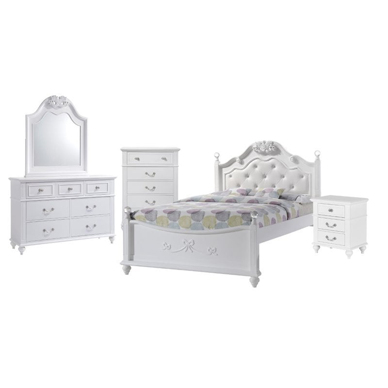 Picket House Furnishings Annie 5 Piece Full Bedroom Set in White