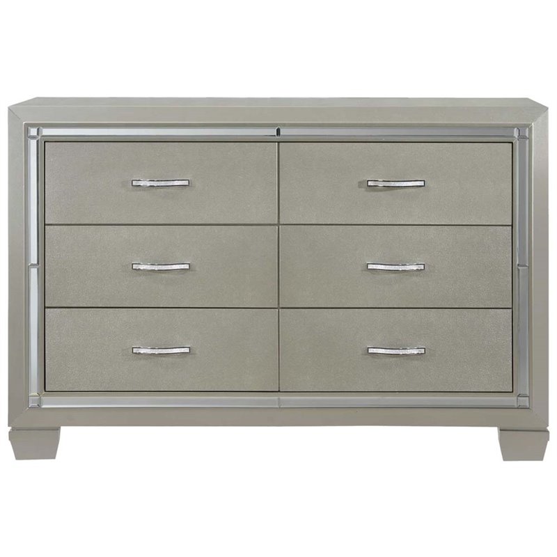 Picket House Furnishings Glamour Youth 6 Drawer Dresser in Champagne