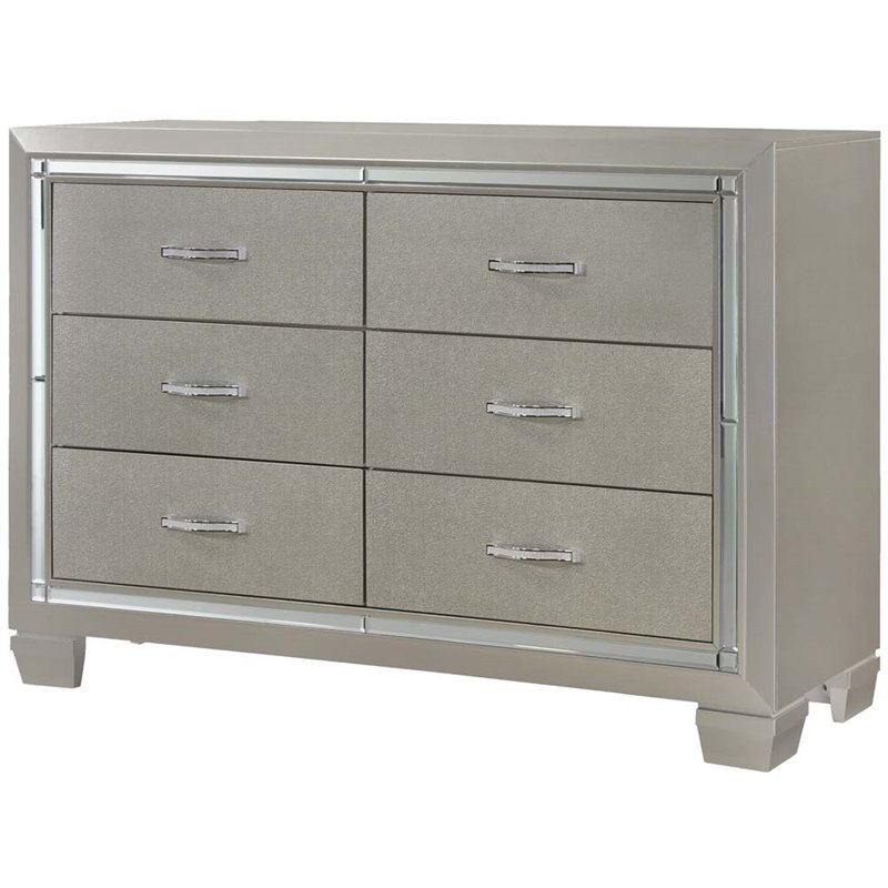Picket House Furnishings Glamour Youth 6 Drawer Dresser in Champagne