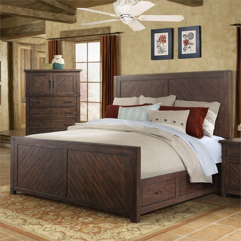 Picket House Furnishings Dex Queen Platform Storage Bed in Walnut
