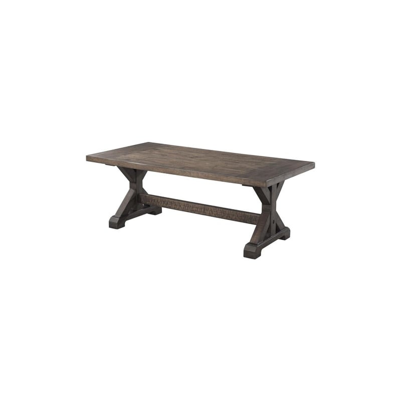 Picket House Furnishings Flynn Rectangular Coffee Table w/Trestle Base in Walnut
