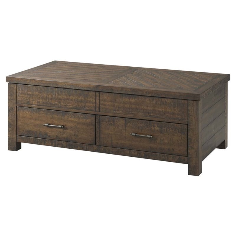 Picket House Furnishings Dex Acacia Wood Lift-Top Coffee Table in Walnut
