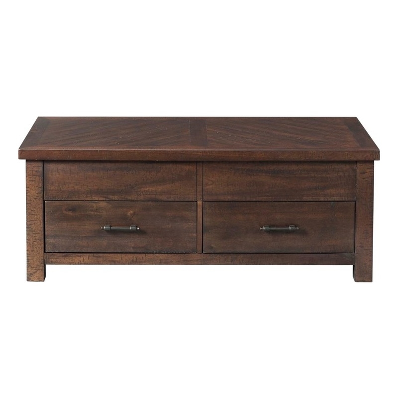 Picket House Furnishings Dex Acacia Wood Lift-Top Coffee Table in Walnut