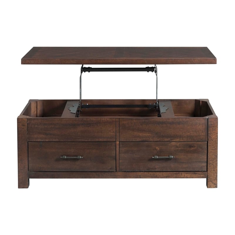 Picket House Furnishings Dex Acacia Wood Lift-Top Coffee Table in Walnut