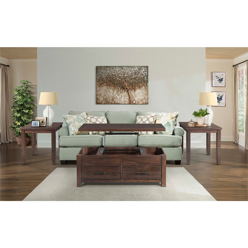 Picket House Furnishings Dex Acacia Wood Lift-Top Coffee Table in Walnut
