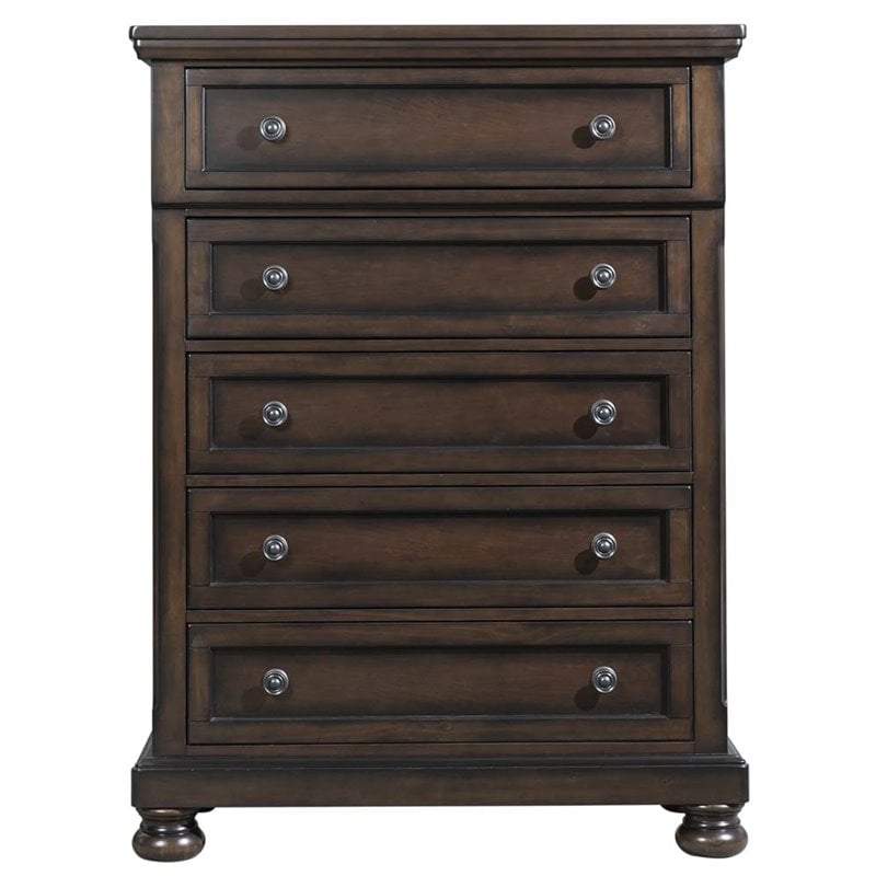 Picket House Furnishings Kingsley 5-Drawers Bedroom Chest in Walnut