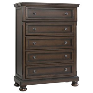 Picket House Furnishings Kingsley 5-Drawers Bedroom Chest in Walnut