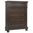 Picket House Furnishings Kingsley 5-Drawers Bedroom Chest in Walnut