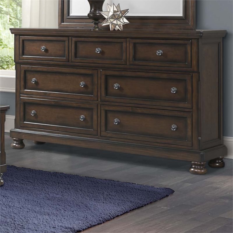 Picket House Furnishings Kingsley 7-Drawers Bedroom Dresser in Walnut